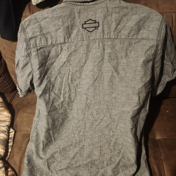 Harley-Davison Mens Short Sleeve Button Down Work Shirt - Picture 3 of 4